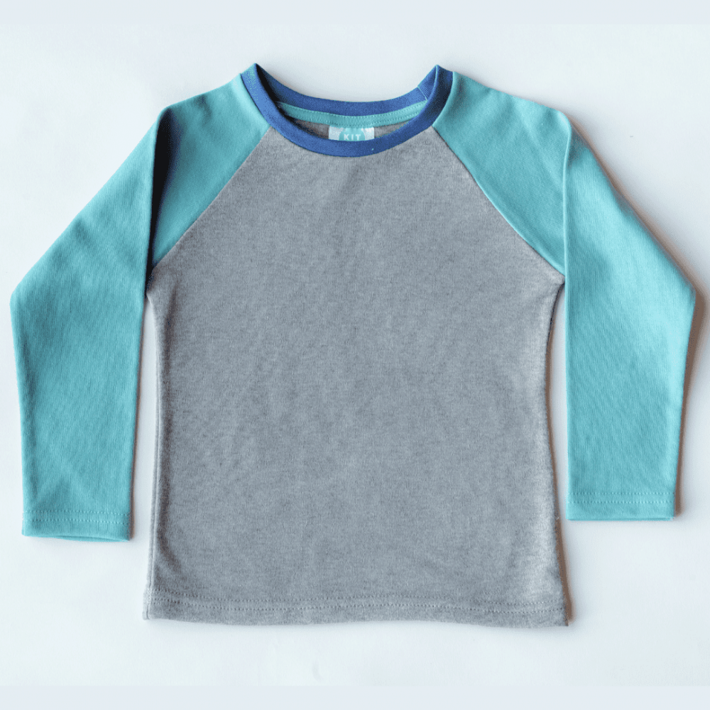 Kit Clothing Organic Cotton Long Sleeve T-Shirt Grey Marl / Seafoam