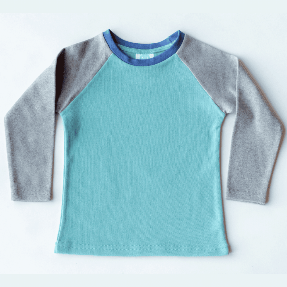 Kit Clothing Organic Cotton Long Sleeve T-Shirt Seafoam / Grey Marl