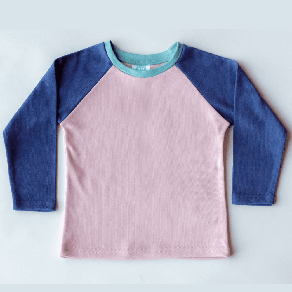 Kit Clothing Organic Cotton Long Sleeve T-Shirt Blush Pink / Blue