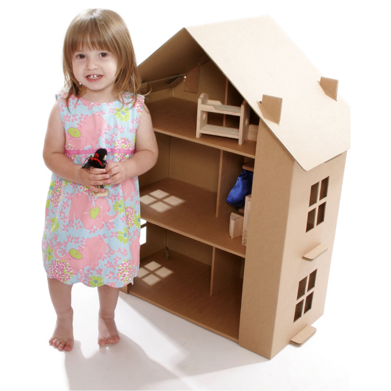 Cardboard Doll House Brown Eco Friendly Products
