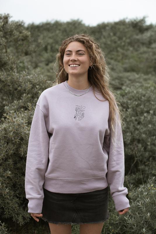 Crewneck Of Lilac Petal Organic Cotton And Recycled Polyester